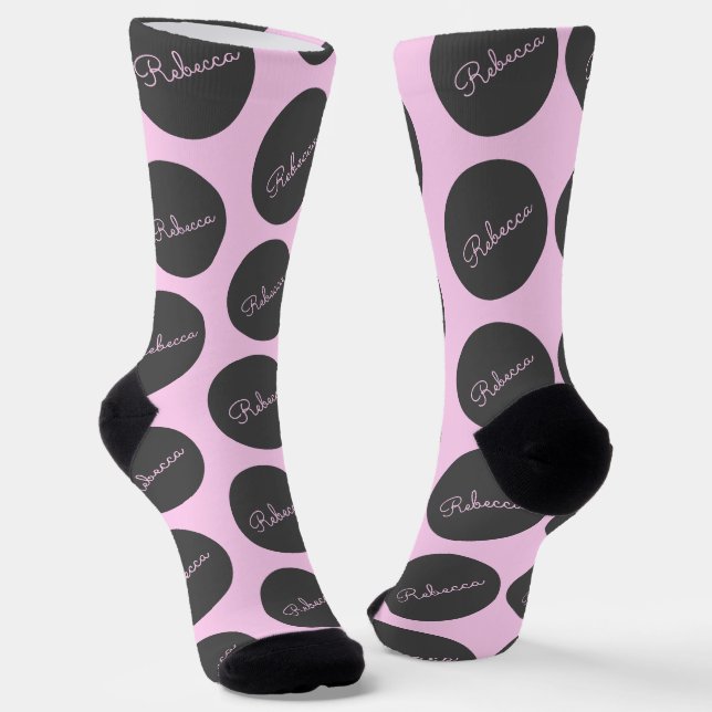 Chaussette Conception moderne à points Polka rose et gris (Angulaire)