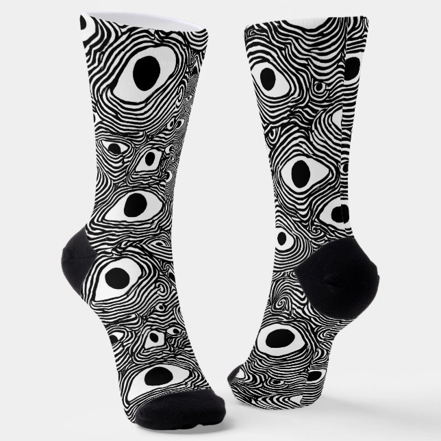 Chaussette Conception psychédélique noir et blanc  (Angulaire)