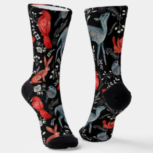 Chaussette Conceptions de motifs floraux de style art populai