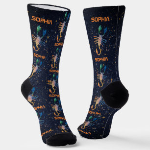 Chaussette Constellation du Scorpion Zodiaque Galaxie Aquarel