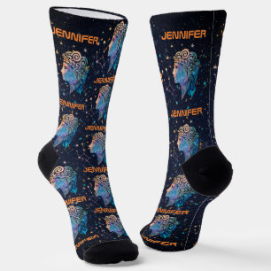 Chaussette Constellation Vierge Zodiaque Aquarelle Étoiles Ga