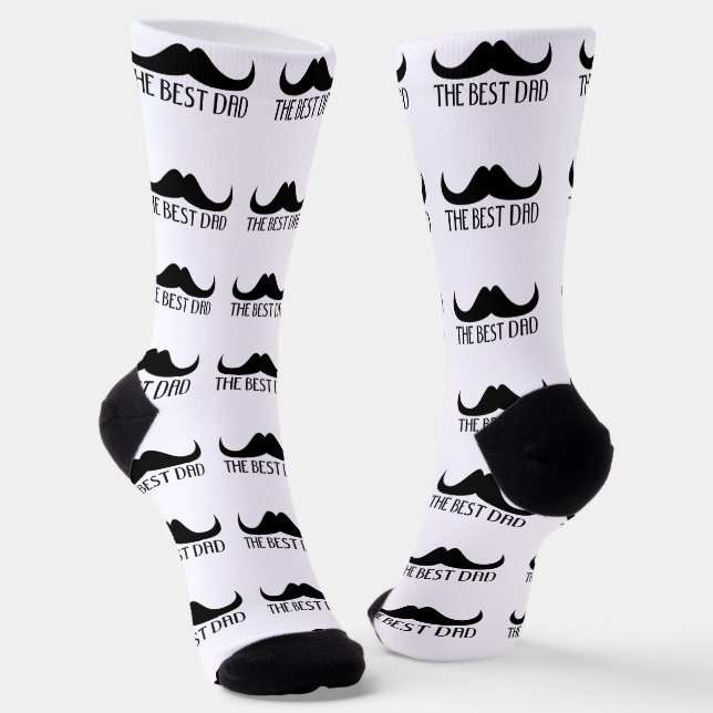 Chaussette Cool best Dad Black Moustache Father's day pattern (Angulaire)