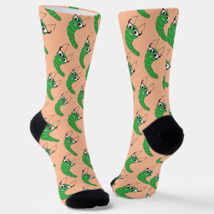 Chaussette Cool drôle de chenille nerveuse avec lunettes moti