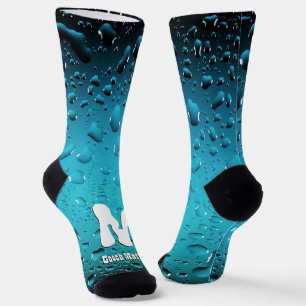 Chaussette Cool élégant Bleu gouttes d'eau Swim Coach Monogra