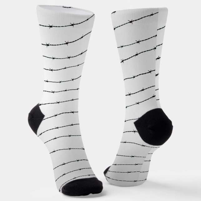 Chaussette Cool gris blanc noir barbelé motif (Angulaire)