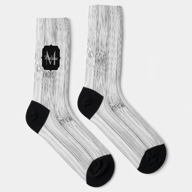 Chaussette Cool gris imprimé bois de bambou Monogramme (Droite)