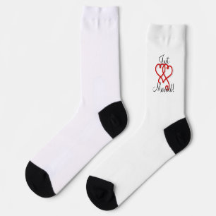Chaussette Cool Mariés Deux Cœurs Rouges Tourbillonnants Liés