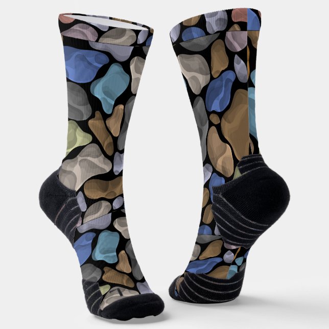 Chaussette Cool Multi couleur pierre illustration Blue Black  (Angulaire)