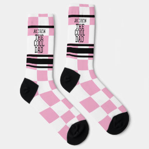 Chaussette Cool papa Personnalisé À damiers rose
