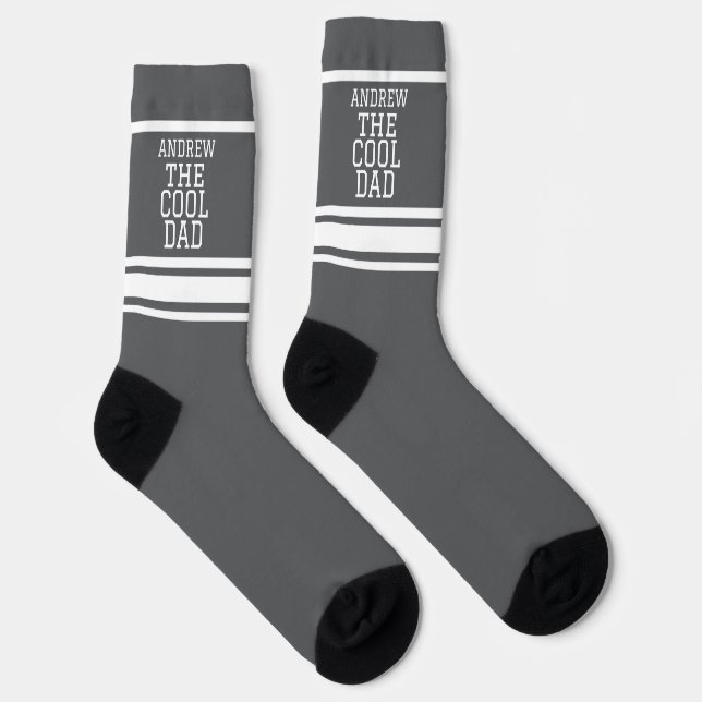 Chaussette Cool papa personnalisé Gris rayé (Droite)