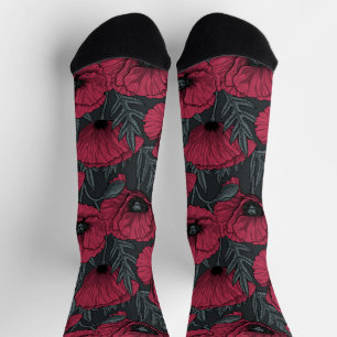Chaussette Coquelicots en Magenta Viva