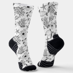 Chaussette Corail plante, tortue marine