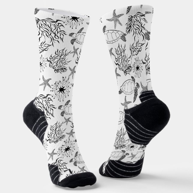 Chaussette Corail plante, tortue marine (Angulaire)
