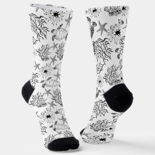 Chaussette Corail plante, tortue marine