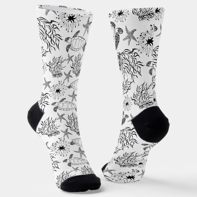 Chaussette Corail plante, tortue marine (Angulaire)