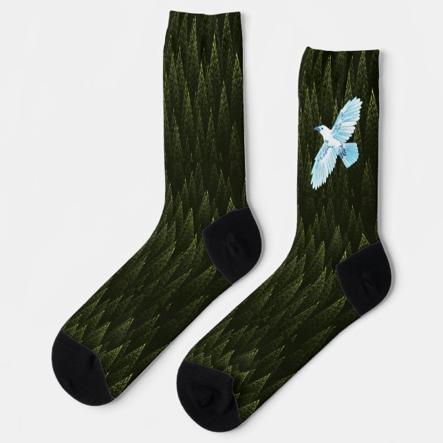 Chaussette Corbeau blanc sur conifères fragiles (Gauche)