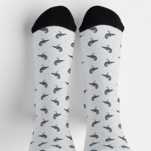 Chaussette Corbeau fantaisiste noir et blanc Halloween