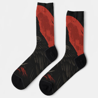 Chaussette Corbeau mystique sous la lune de sang – Fantastiqu