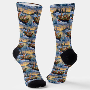 Chaussette Corgi Noël Bateau Fêtes