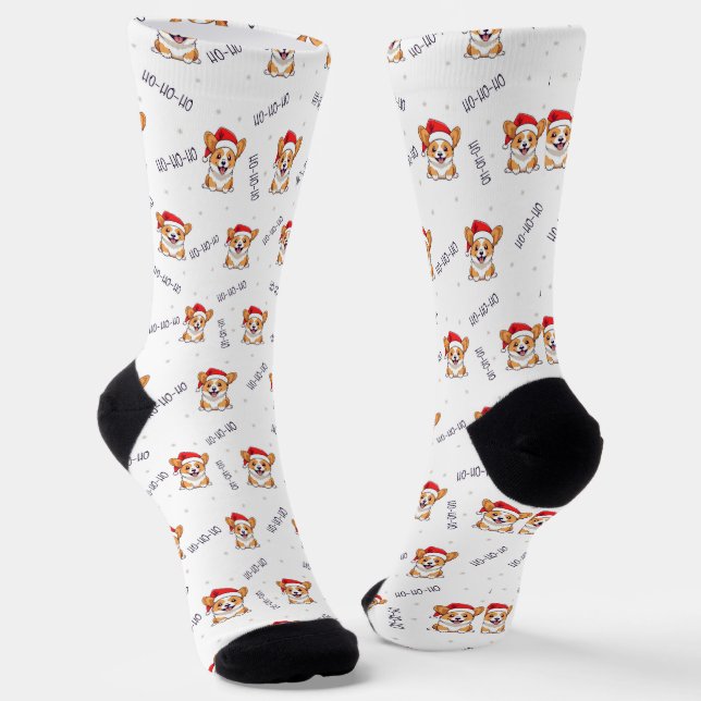 Chaussette Corgis à Santa Hats Motif de Noël (Angulaire)