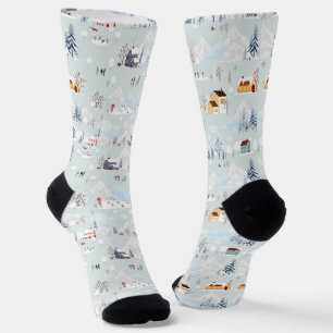Chaussette Cosy Winter Wonderland Village de patinage sur gla
