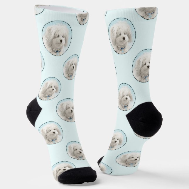 Chaussette Coton de Tulear Peinture mignonne Original Animal  (Angulaire)