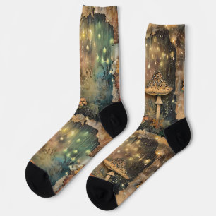 Chaussette Cottagecore Champignons Fairy Lights Forest