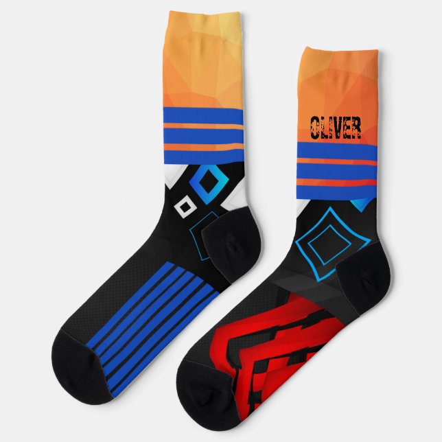 Chaussette Couleur astract géométrique personnalisée (Gauche)