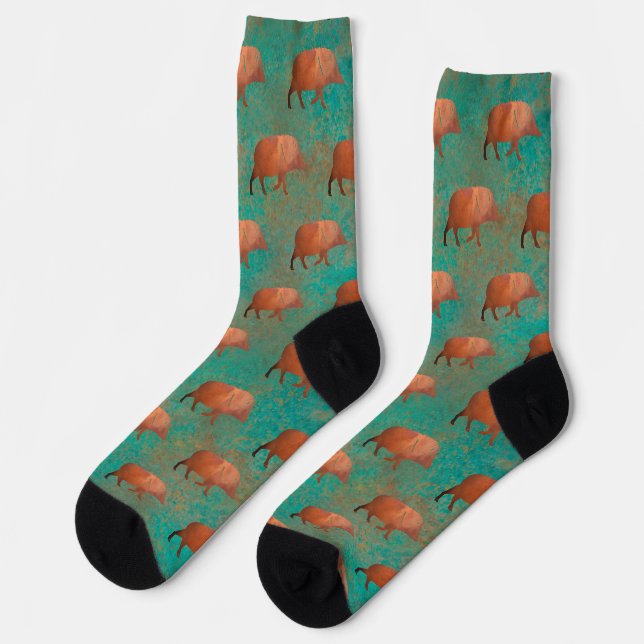 Chaussette Couleur Turquoise de cuivre Motif de javelina sud- (Gauche)