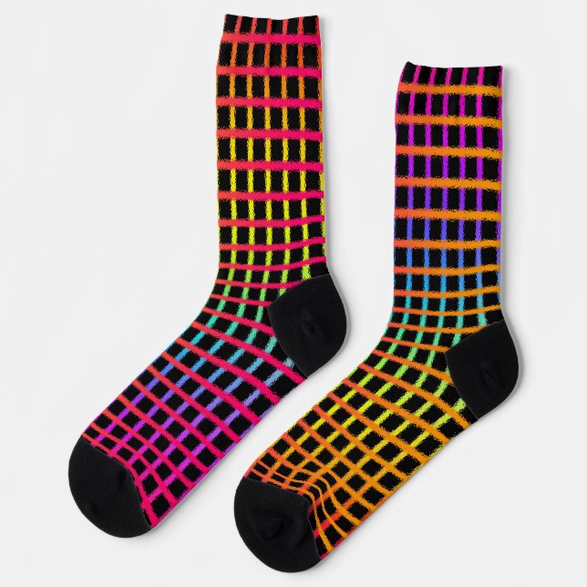 Chaussette Couleurs du coucher de soleil Grille Lignes sur Ch (Gauche)