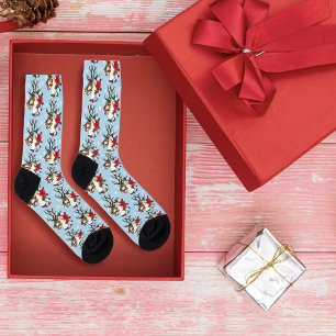 Chaussette Couronne festive de Noël de rennes bleus