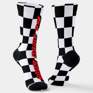Chaussette Course automobile personnalisée avec drapeau à dam
