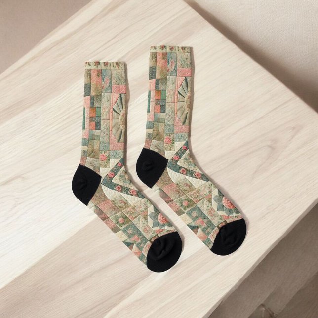 Chaussette Couvre-dorures vert et rose, couette à courtepoint (Créateur téléchargé)