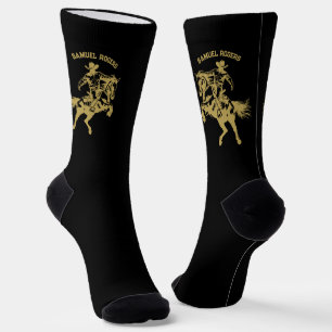 Chaussette Cowboy en or sur un cheval Nom personnalisé