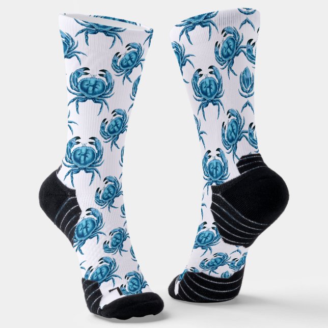 Chaussette Crabe bleu Motif de fruits de mer (Angulaire)