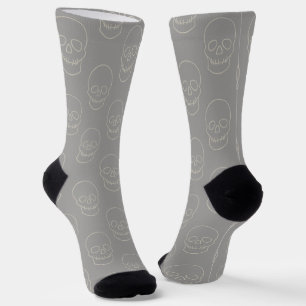 Chaussette Crâne - gris-fantôme et blanc-os