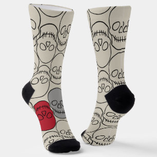 Chaussette Crânes - Bone White et Bat Black