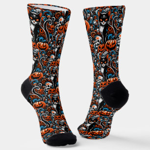 Chaussette Crânes de chat inquiétants Halloween