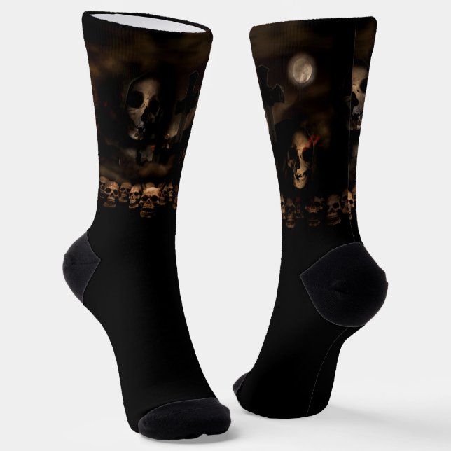 Chaussette Crânes de cimetière Halloween gothique (Angulaire)