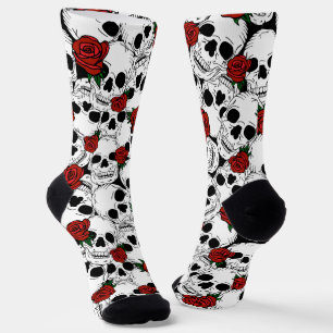 Chaussette Crânes et Roses modérés psychobilly