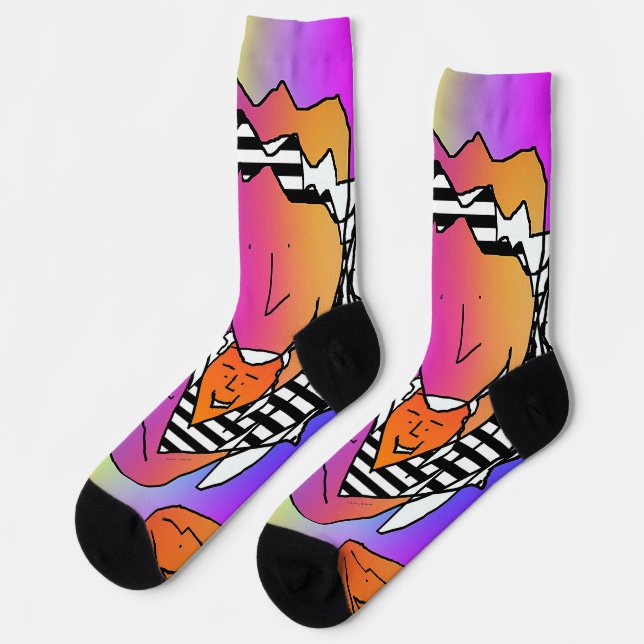 Chaussette Crazy Quirky Visages Chaussettes d'équipage (Gauche)