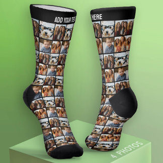 Chaussette Créer un collage photo personnalisé de 4 photos av