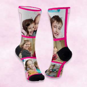 Chaussette Créez Votre Propre Cadre Rose Néon 3 Collage de Ph