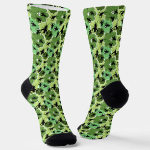 Chaussette Cricket Floral Pattern Green and Black