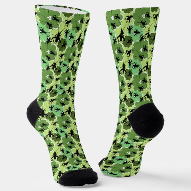 Chaussette Cricket Floral Pattern Green and Black (Angulaire)