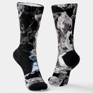 Chaussette Cristaux blancs dans l'espace noir cool abstrait
