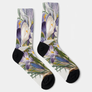 Chaussette Crocus Spring Flower Botanique Floral Art