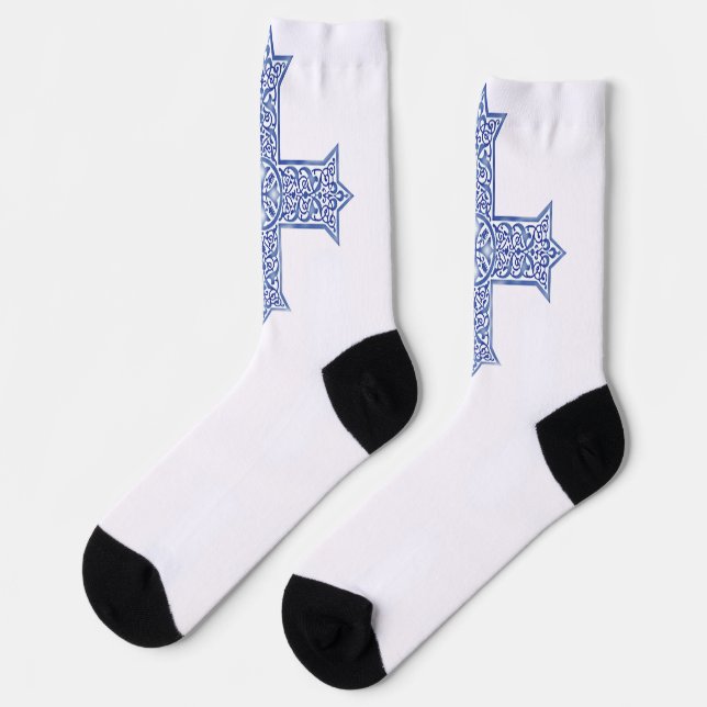 Chaussette Croix copte d'art en Lapis Bleu Premium (Gauche)