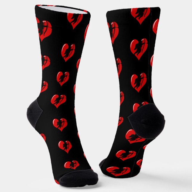 Chaussette Cupidon sur le coeur rouge (Angulaire)