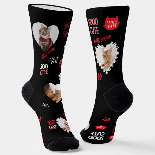 Chaussette Custom Cat Socks Photo for Pet Lovers (Angulaire)